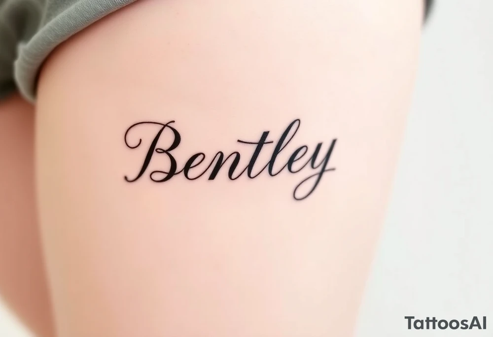 My son's name, Bentley, in cursive writing tattoo idea