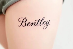 My son's name, Bentley, in cursive writing tattoo idea