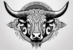 Taurus head split down the middle vertically by an arrow tattoo idea