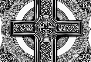 Celtic cross with the name " RAINIE" EMBEDDED IN IT tattoo idea