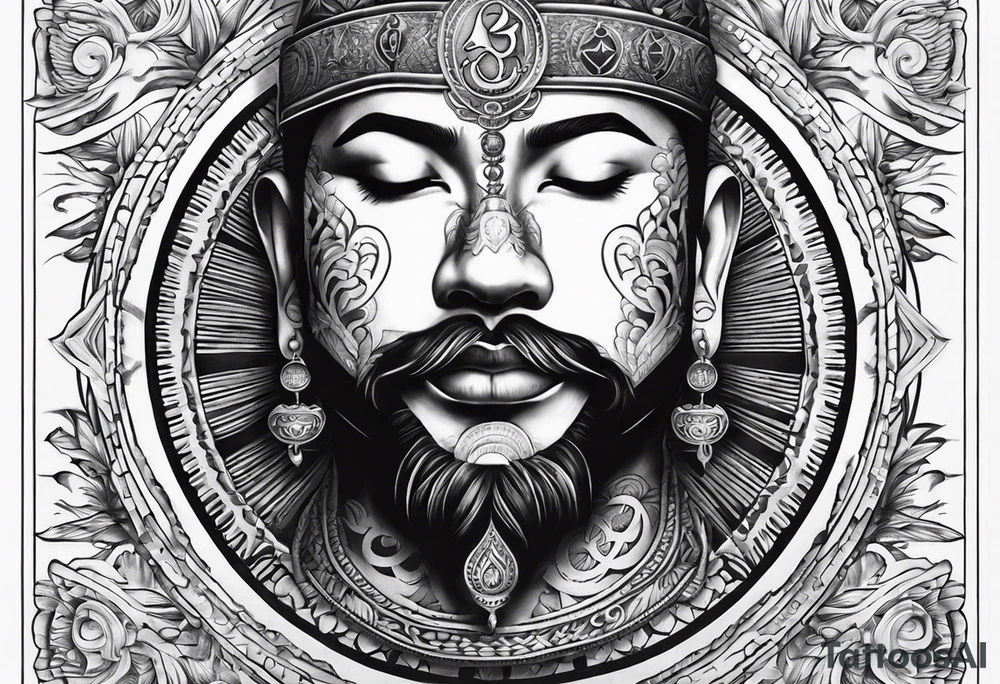 mens throat tattoo with sunrays and om on neck tattoo idea