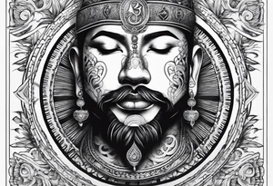 mens throat tattoo with sunrays and om on neck tattoo idea