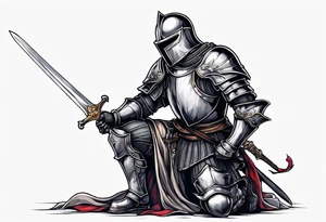 knight kneeling with sword tattoo idea