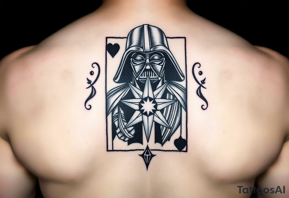 king of hearts card with army star Darth Vader tattoo idea