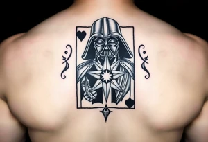 king of hearts card with army star Darth Vader tattoo idea