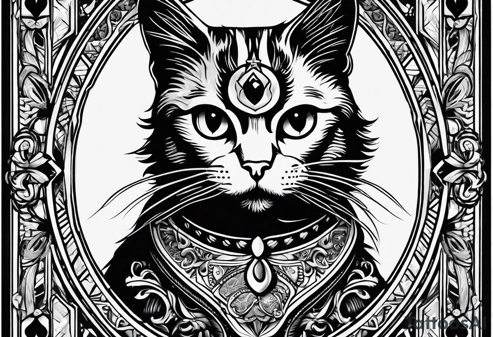 Playing card with cat on tattoo idea