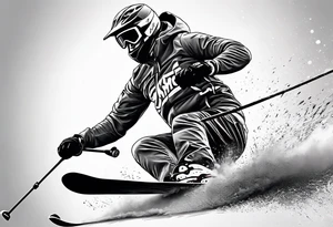 Skier in motion, fine line, more abstract tattoo idea