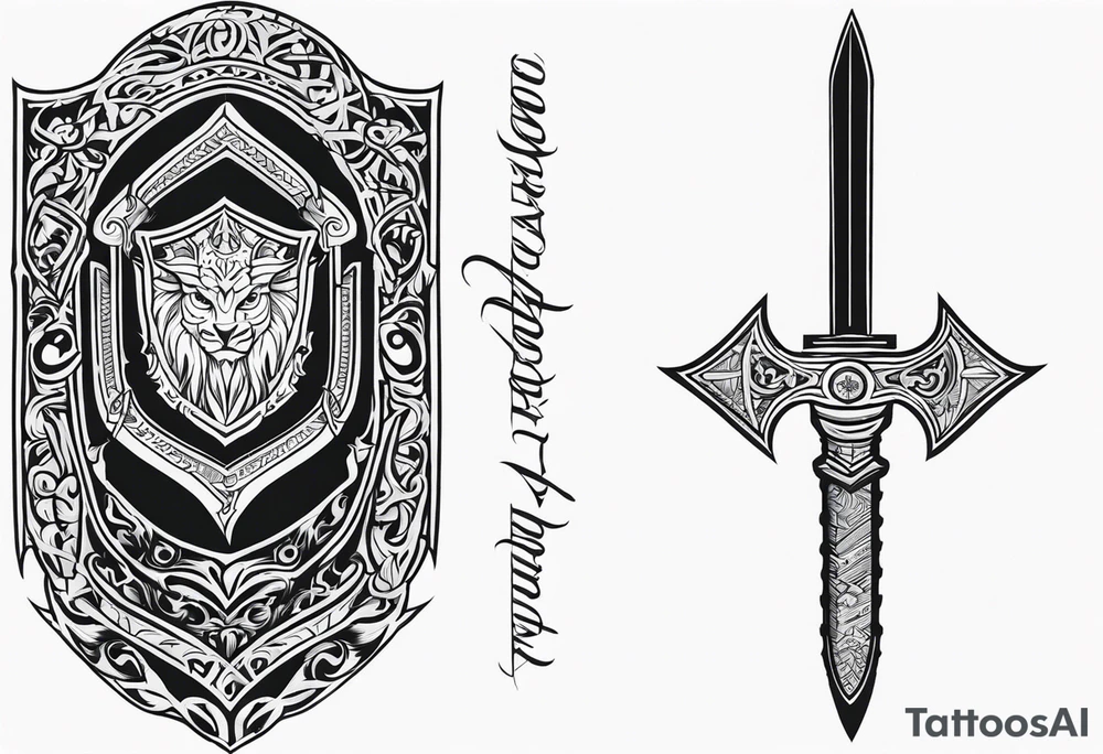 Valhalla stairs sword shield tattoo idea