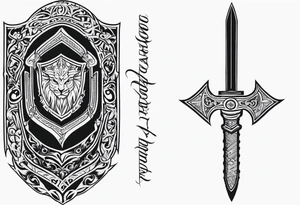 Valhalla stairs sword shield tattoo idea