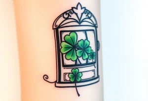 Modern slot machine with three four leaf clovers tattoo idea
