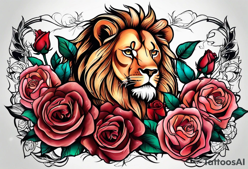 Rose and a lions tattoo idea