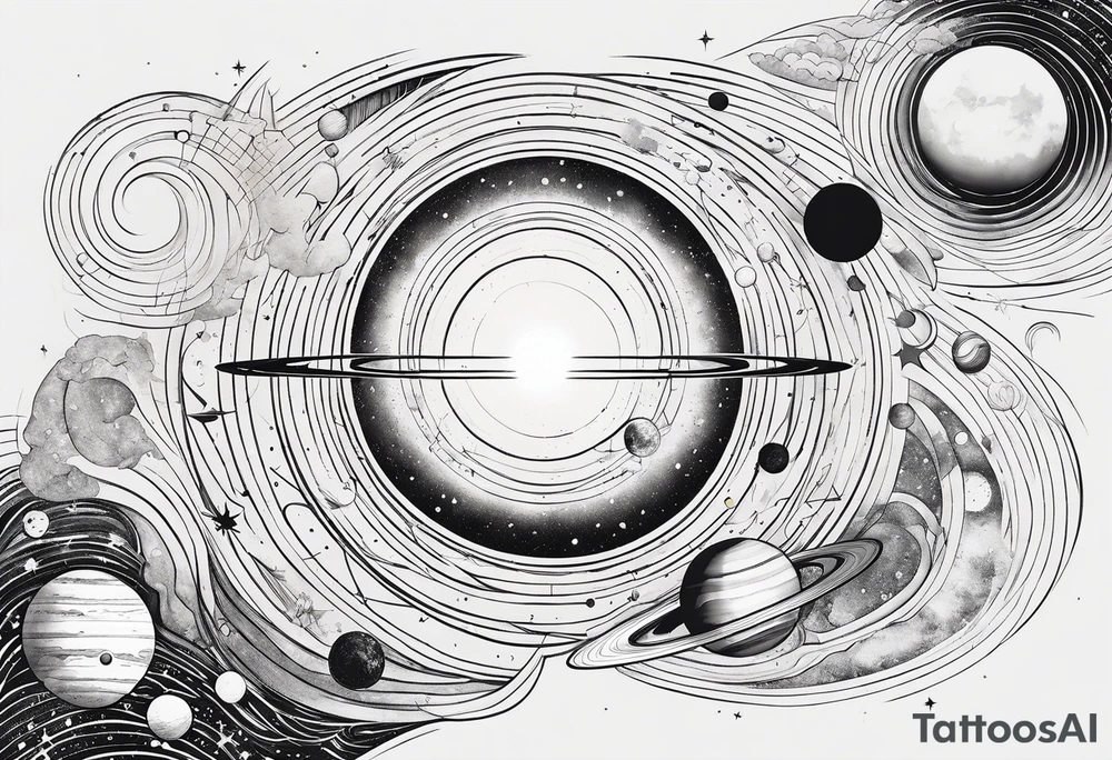 a minimalist representation of the solar system tattoo idea