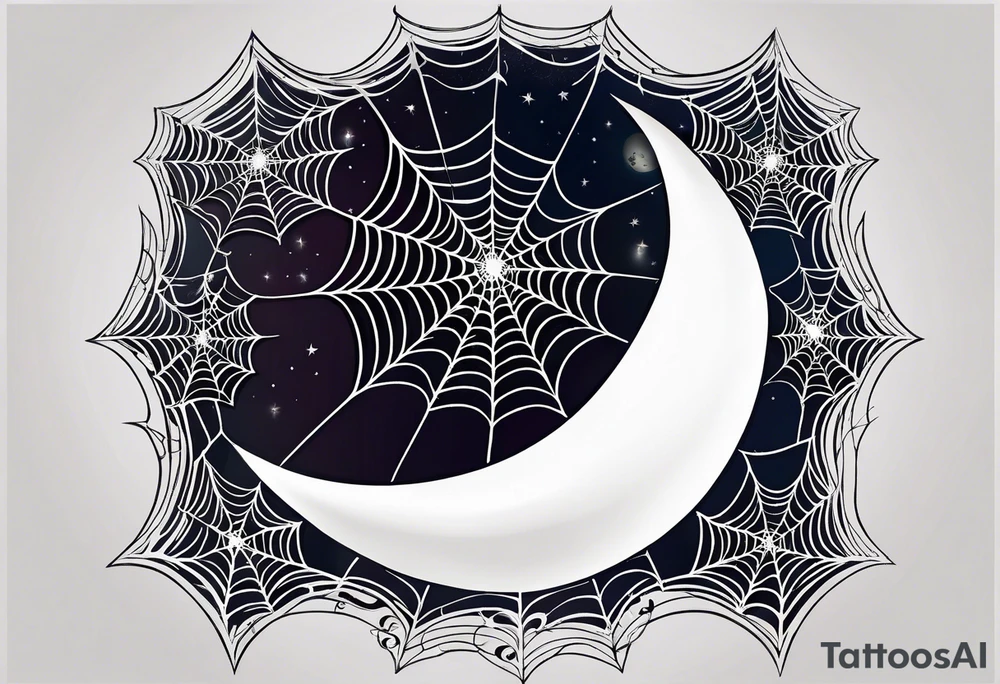 spider web hangin  under moon tattoo idea