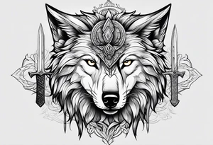 wolf with sword tattoo idea