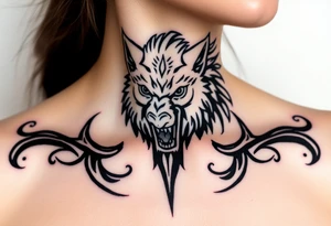 A  wolf snarling as a sheep  mystical creature tattoo idea