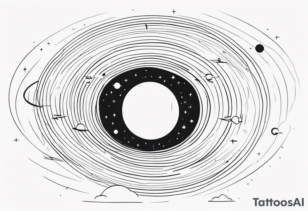 Fine line Black hole event horizon tattoo idea