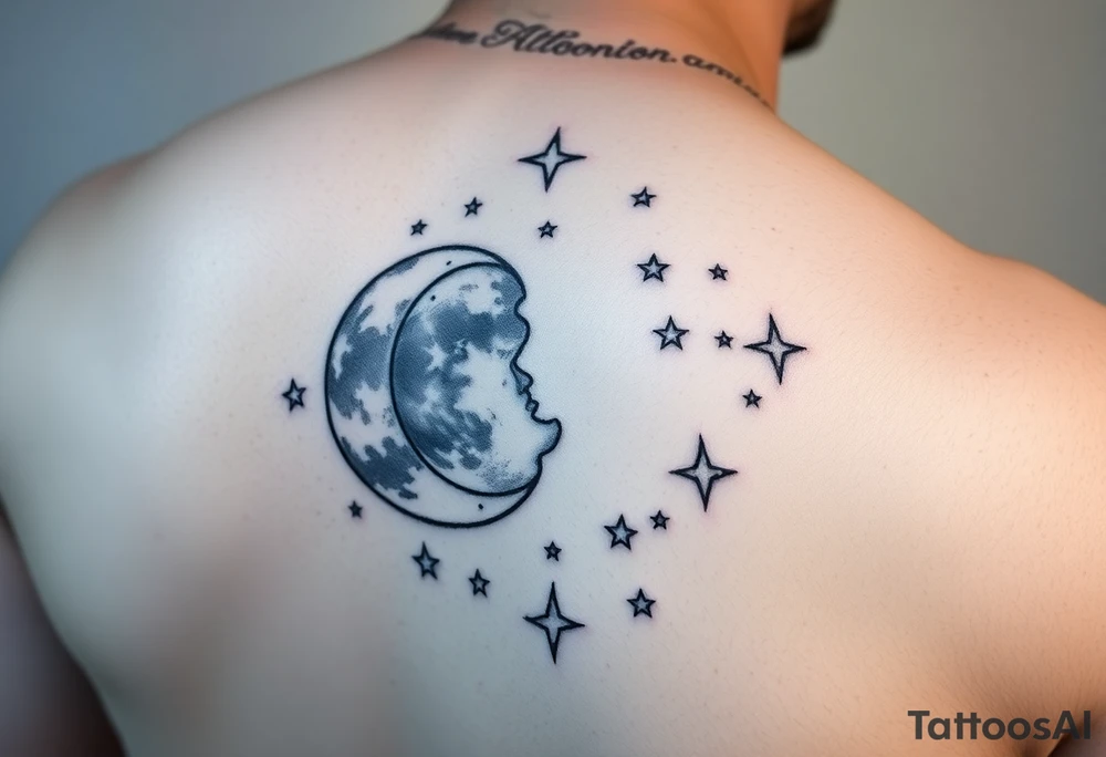 R.I.P. 
Anthony Lamont Deal Sr 
surrounded by moons and stars 
On my right forearm tattoo idea