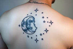 R.I.P. 
Anthony Lamont Deal Sr 
surrounded by moons and stars 
On my right forearm tattoo idea