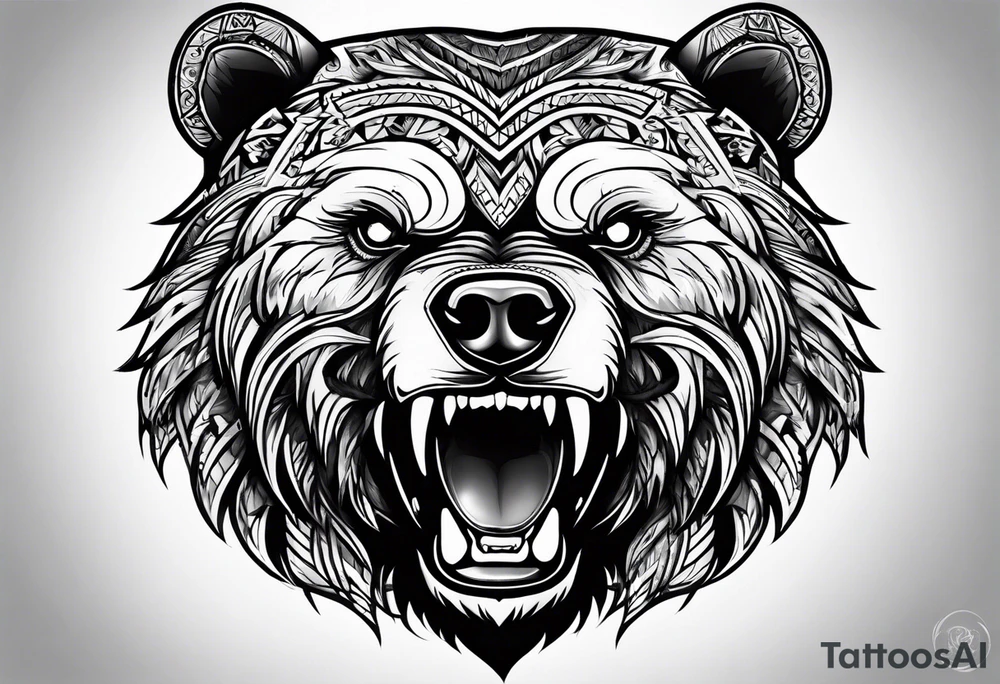 angry bear tattoo idea