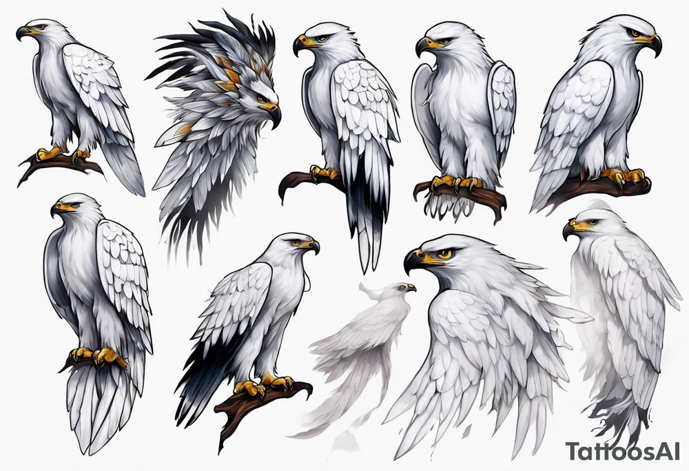 A spirit guide in the form of a white hawk tattoo idea