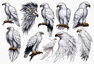 A spirit guide in the form of a white hawk tattoo idea
