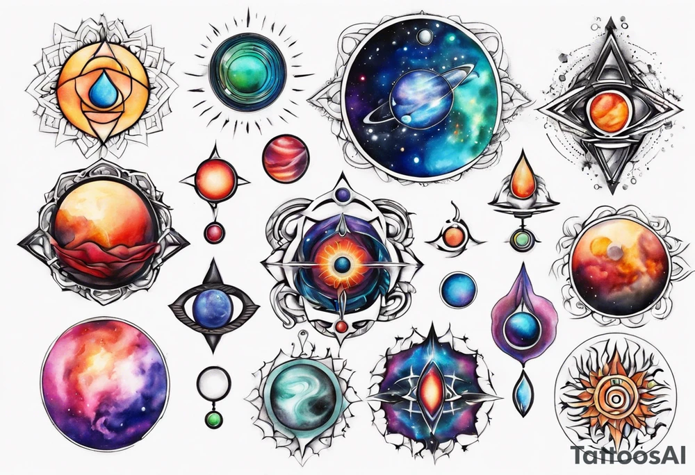 Spiritual awakening 
Planets 
Chakra tattoo idea