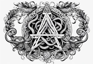 natural real entwined tentacles triangle tattoo idea