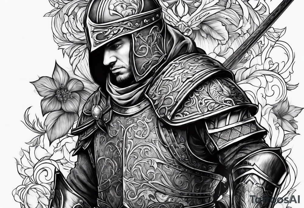 Medieval warrior shown in full tattoo idea