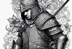 Medieval warrior shown in full tattoo idea