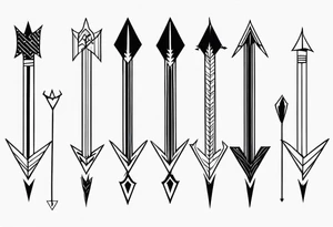 three minimalistic parallel medievall arrows. tattoo idea