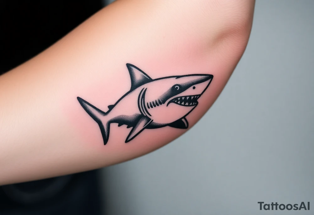 Masculine strong shark flowing forward in water tattoo idea
