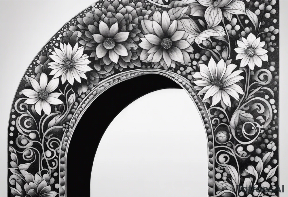 Forearm garden arch with flowers tattoo idea