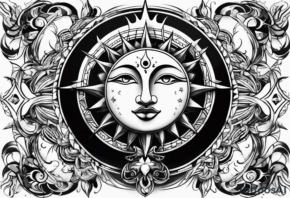 Sun and moon tattoo idea