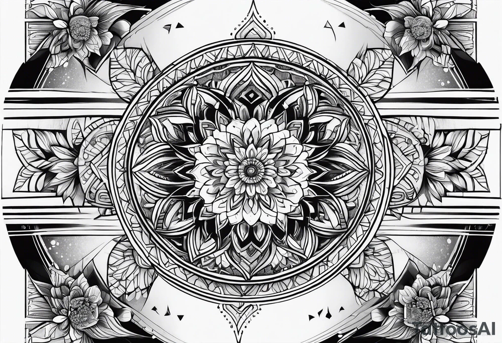 Forearm futuristic mandala design tattoo idea