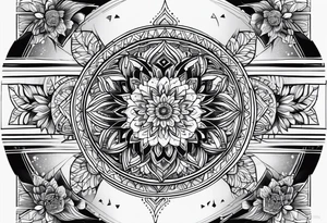 Forearm futuristic mandala design tattoo idea