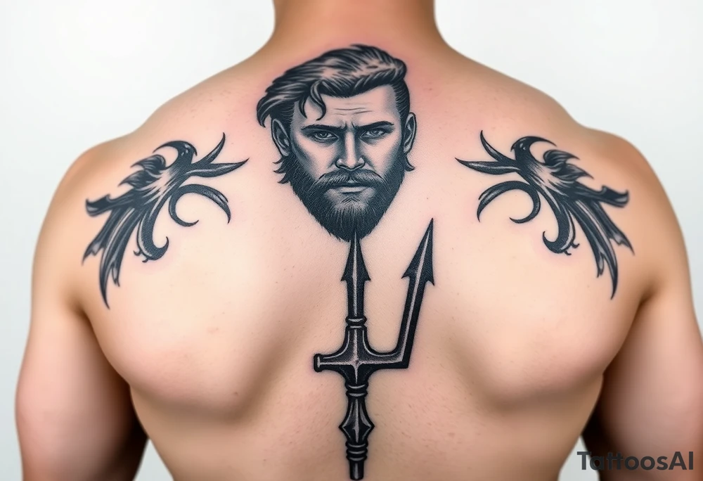 man with trident tattoo idea