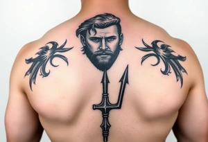 man with trident tattoo idea