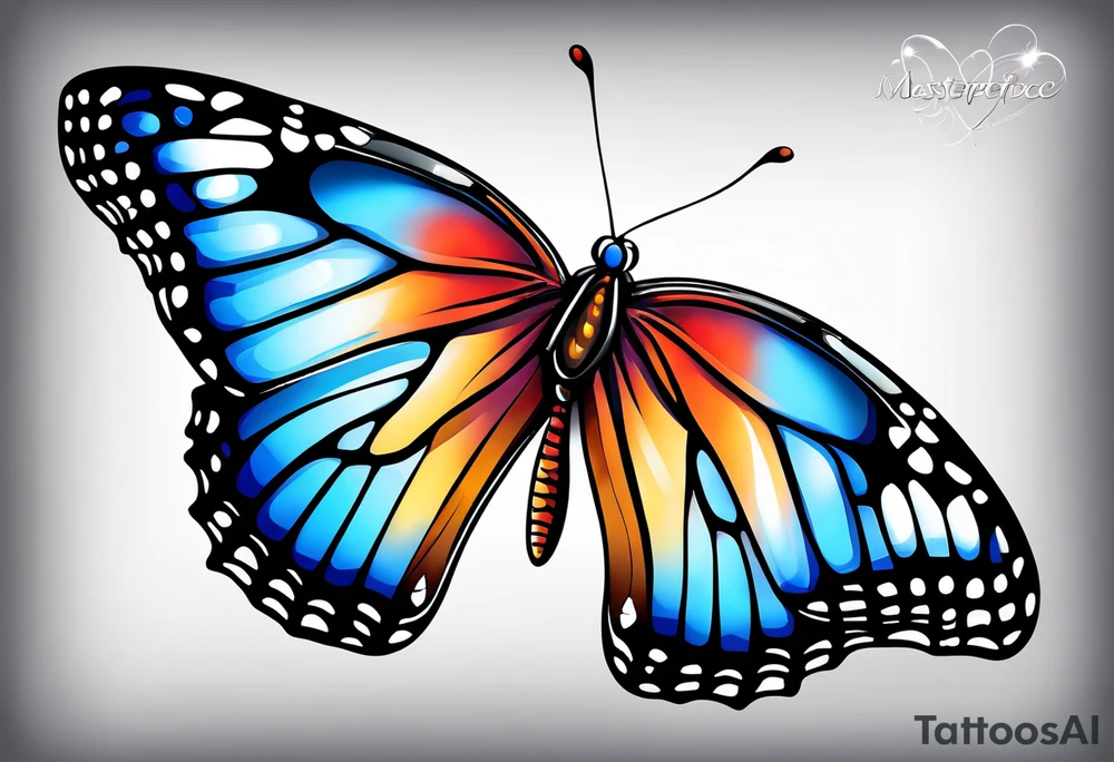 butterfly with blue wings. heart inside tattoo idea