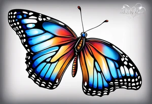 butterfly with blue wings. heart inside tattoo idea