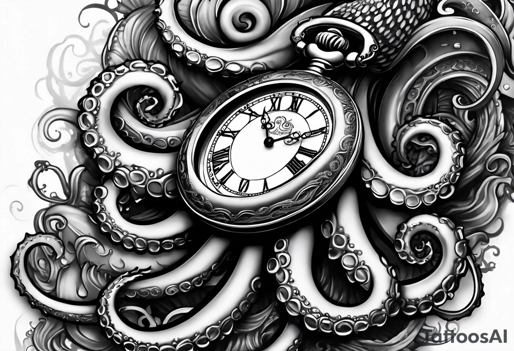 pocket watch wrapped under an aggressive octopus tattoo idea pocket watch wrapped under an aggressive octopus tattoo idea
