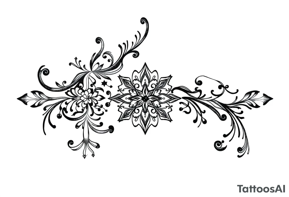 mytical shaman and witch ancient ornament with rhyme tattoo idea