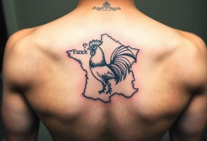 map of France with Rooster tattoo idea