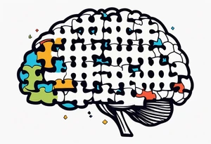 anthropomorphic brain made of puzzle pieces tattoo idea