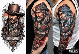 Western genre movie half sleeve tattoo tattoo idea