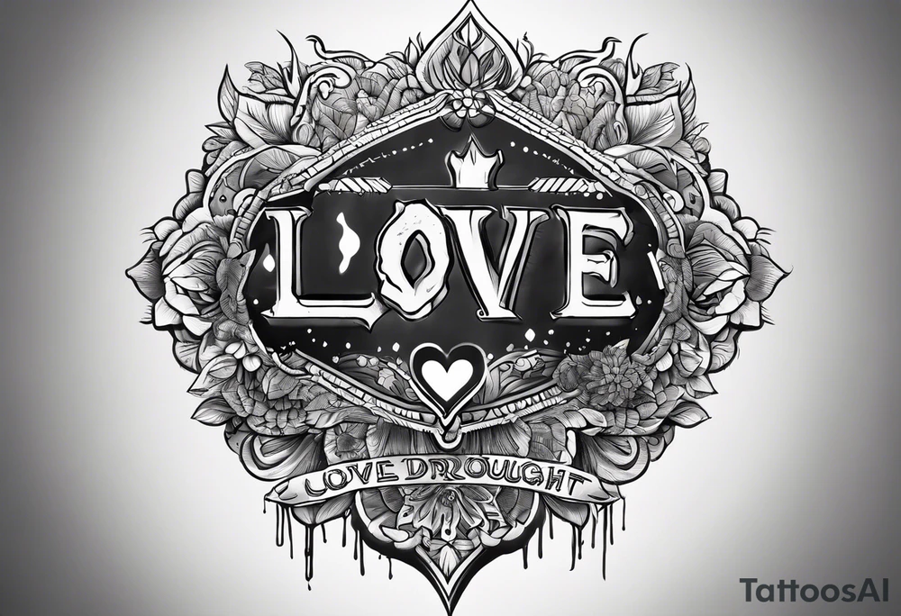 simple tattoo with the words "love drought" tattoo idea