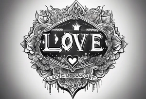 simple tattoo with the words "love drought" tattoo idea