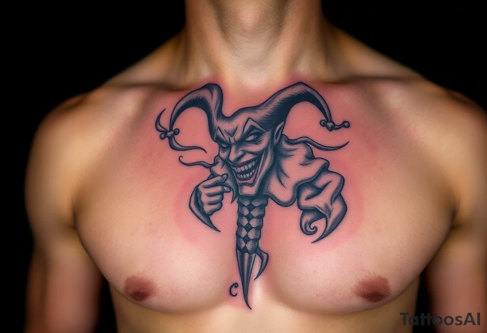 jester coming out of smoke tattoo idea