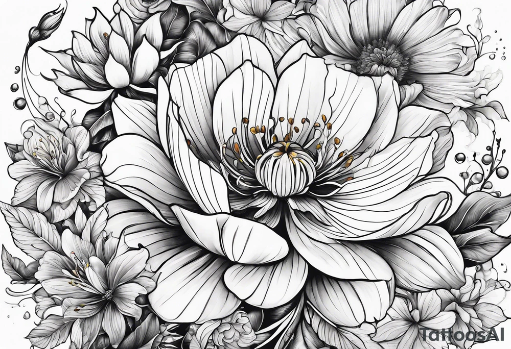 sea, flower tattoo idea