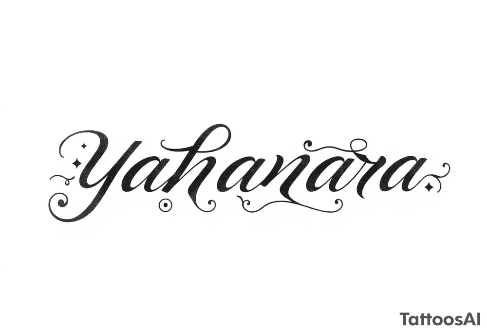 small tattoo of the Name YAHANARA tattoo idea