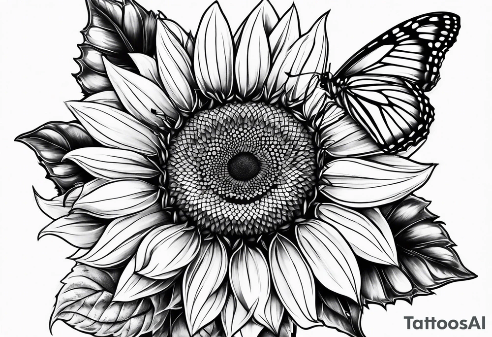 Sunflowers and butterflies tattoo idea
